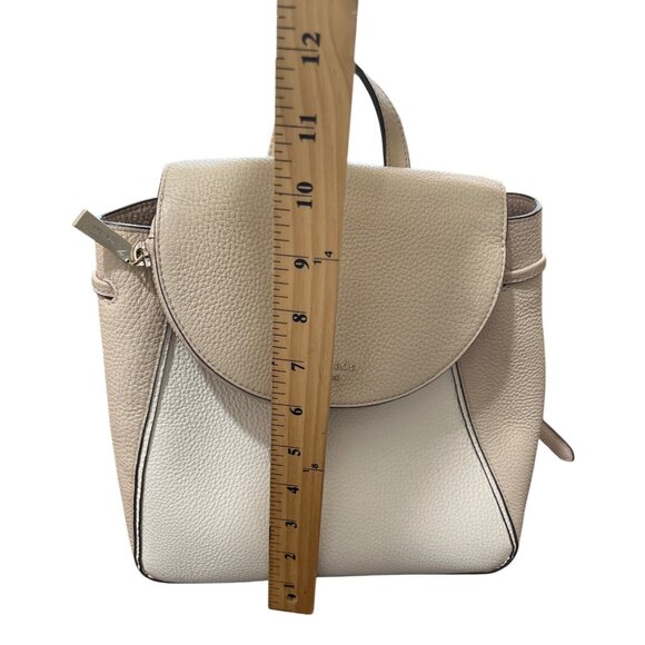 Kate Spade Leila Colorblock Medium Flap Backpack & Zip Wallet Set Warm Beige - Picture 10 of 11